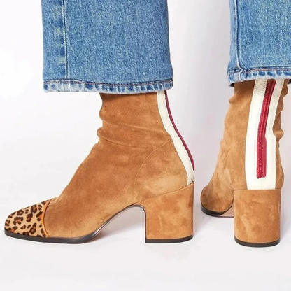 Bottines en Daim Synthétique à Fermeture Éclair pour Femme
