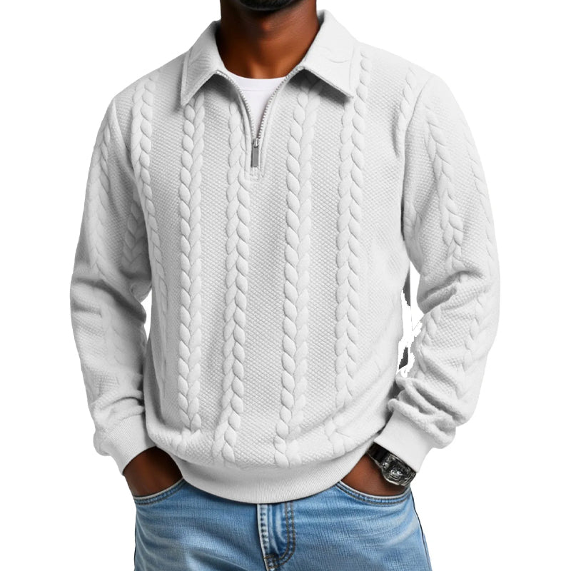 Pull Demi-Zip à Torsades pour Homme
