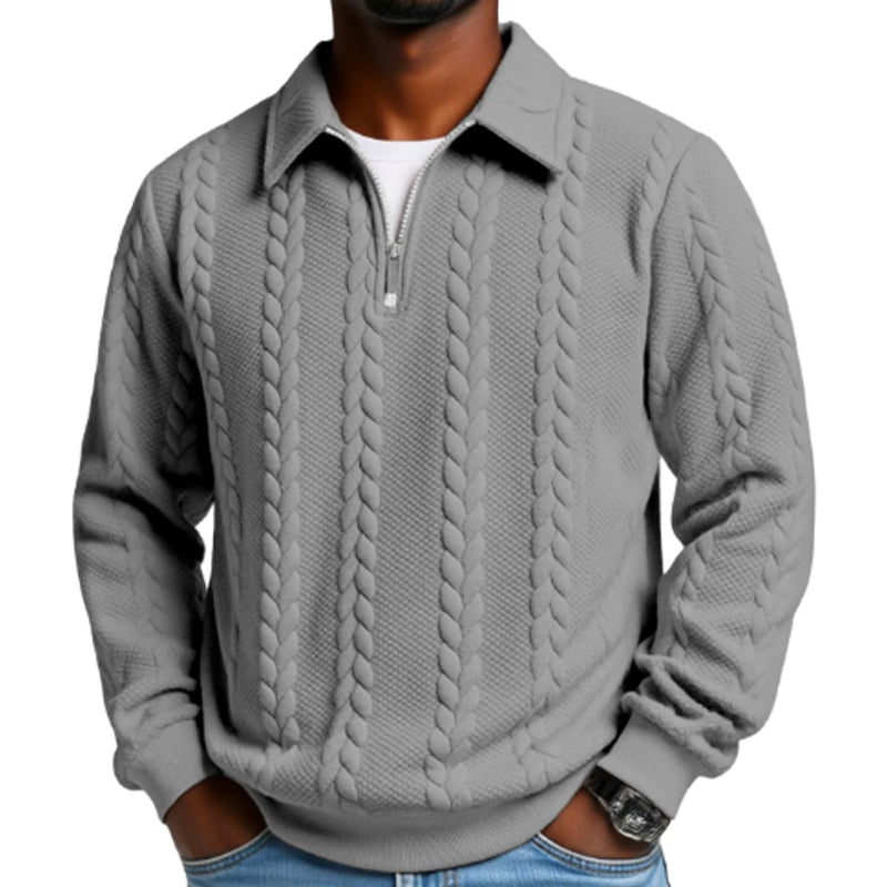 Pull Demi-Zip à Torsades pour Homme