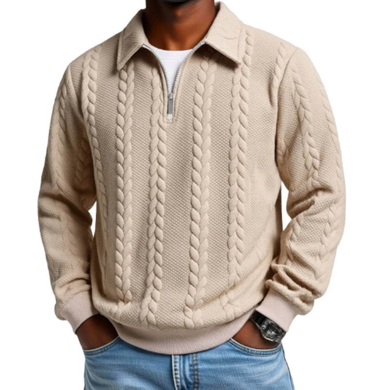 Pull Demi-Zip à Torsades pour Homme