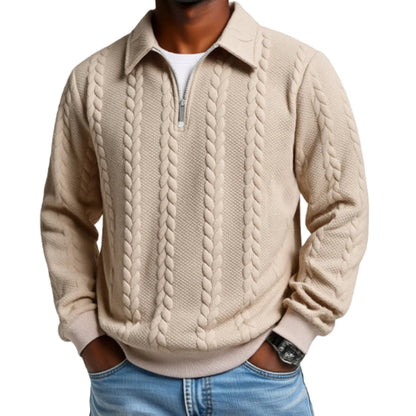 Pull Demi-Zip à Torsades pour Homme