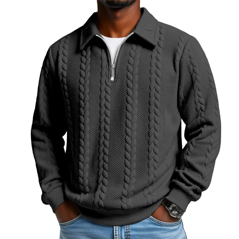 Pull Demi-Zip à Torsades pour Homme
