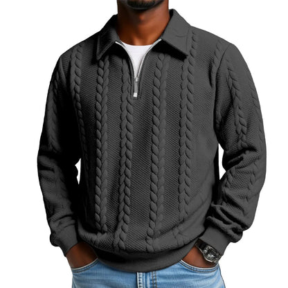 Pull Demi-Zip à Torsades pour Homme