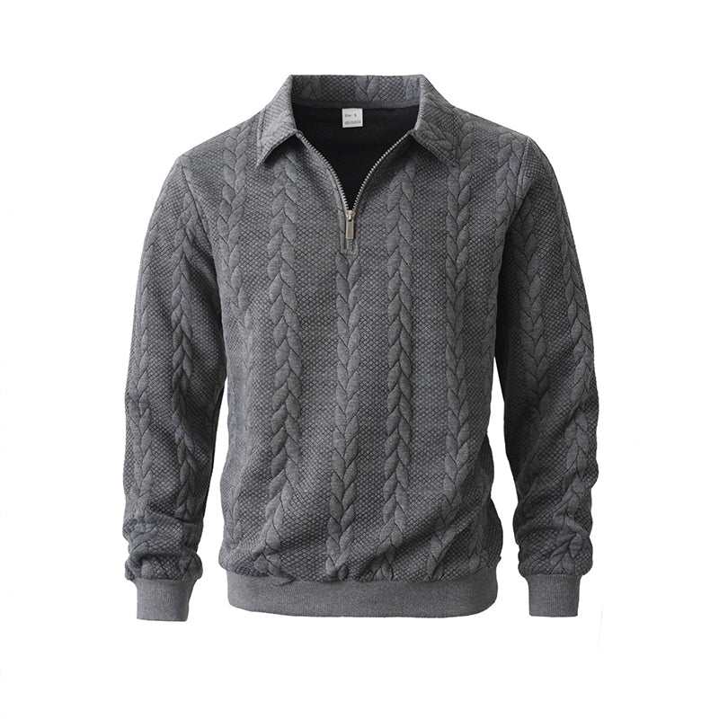 Pull Demi-Zip à Torsades pour Homme