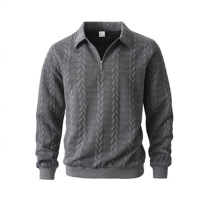 Pull Demi-Zip à Torsades pour Homme