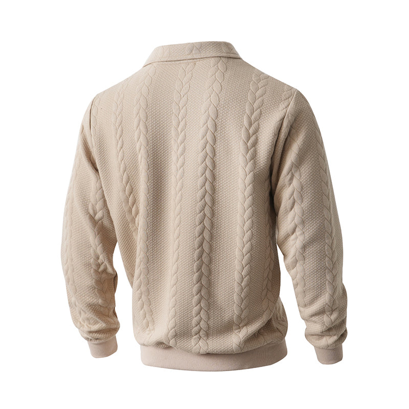 Pull Demi-Zip à Torsades pour Homme