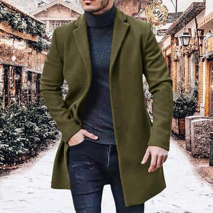 Manteau Mi-Long Effet Tweed à Boutons pour Homme