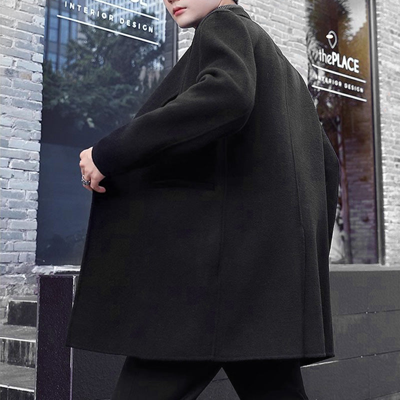 Manteau Mi-Long Effet Tweed à Boutons pour Homme