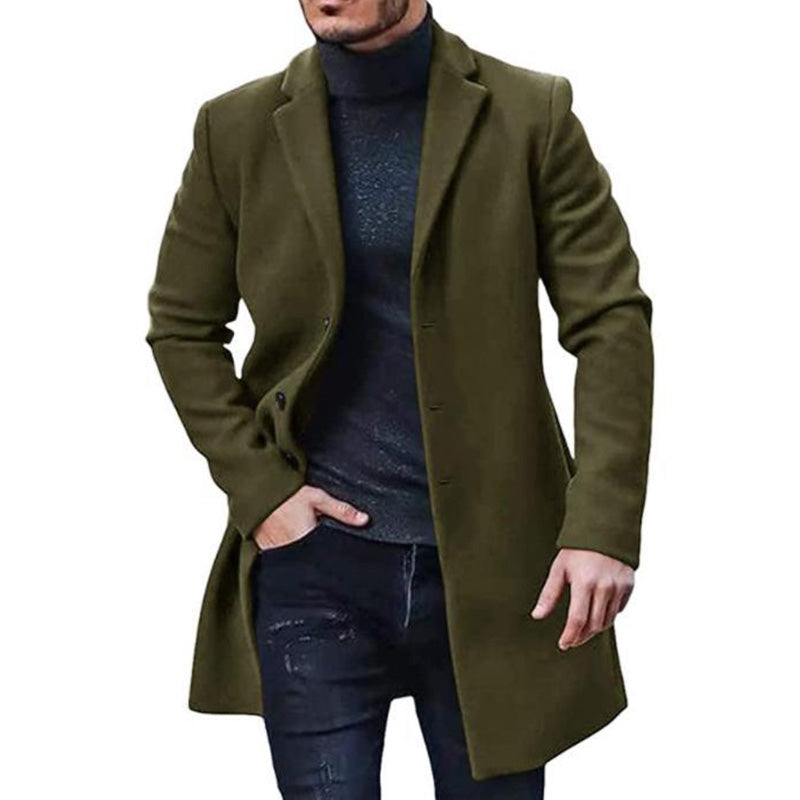 Manteau Mi-Long Effet Tweed à Boutons pour Homme