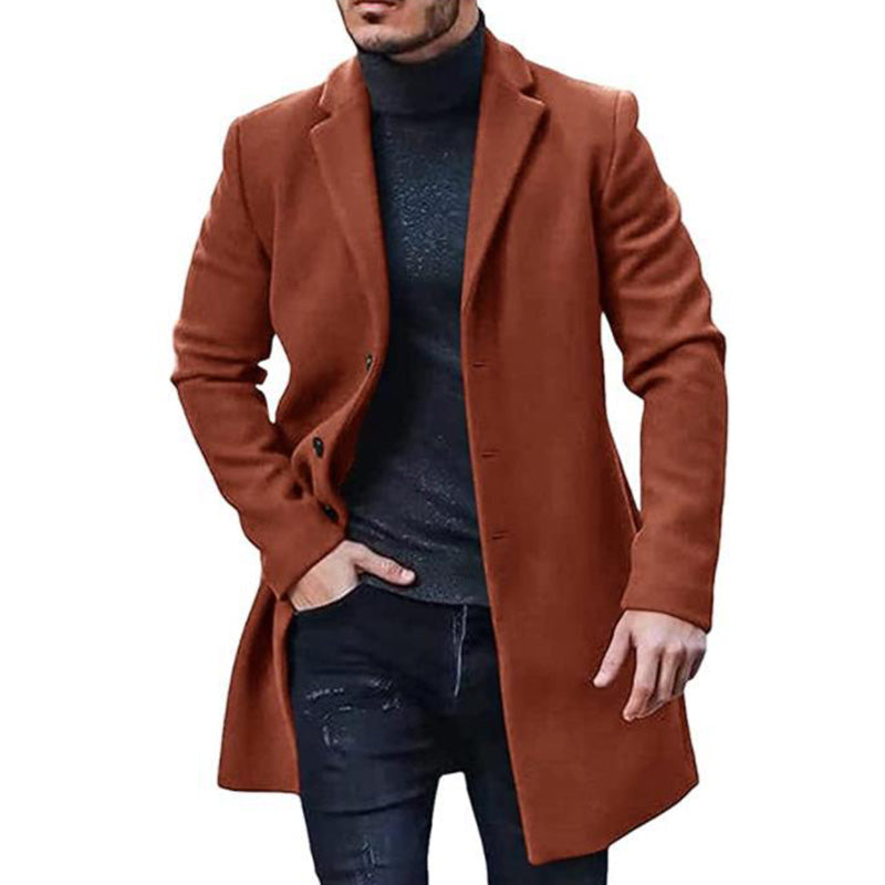 Manteau Mi-Long Effet Tweed à Boutons pour Homme