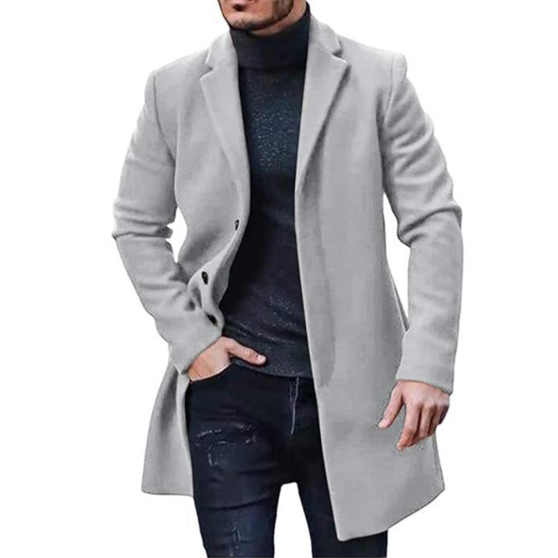 Manteau Mi-Long Effet Tweed à Boutons pour Homme