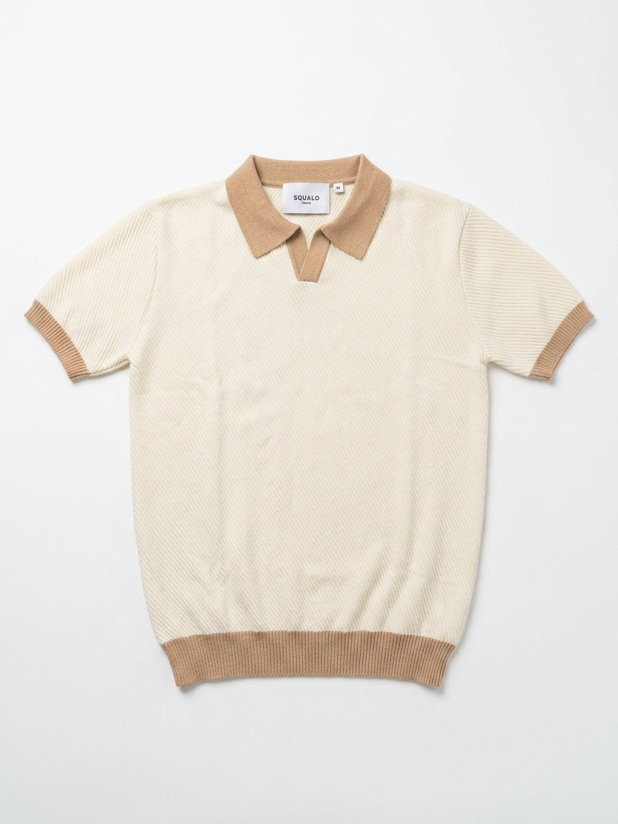 Polo en Maille Fine à Col Contrastant pour Homme