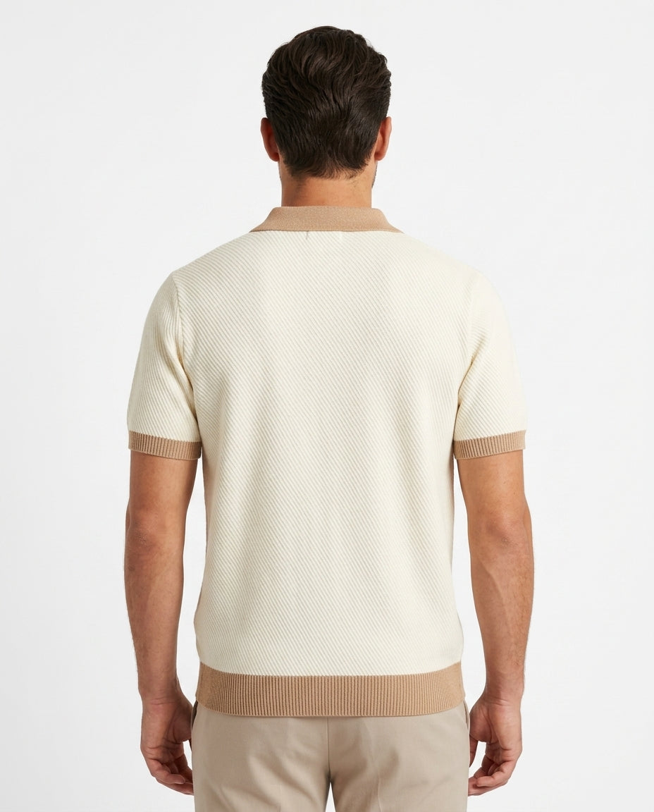 Polo en Maille Fine à Col Contrastant pour Homme
