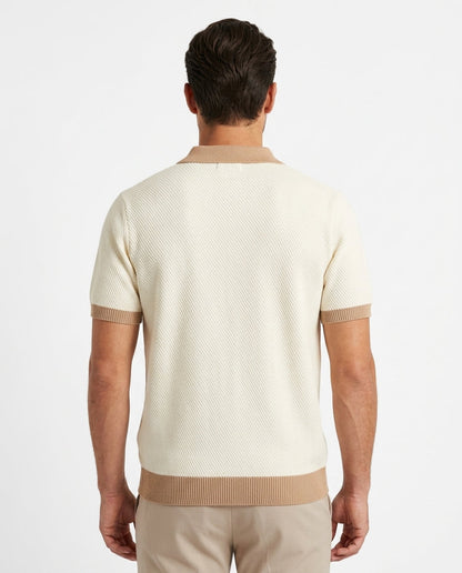 Polo en Maille Fine à Col Contrastant pour Homme
