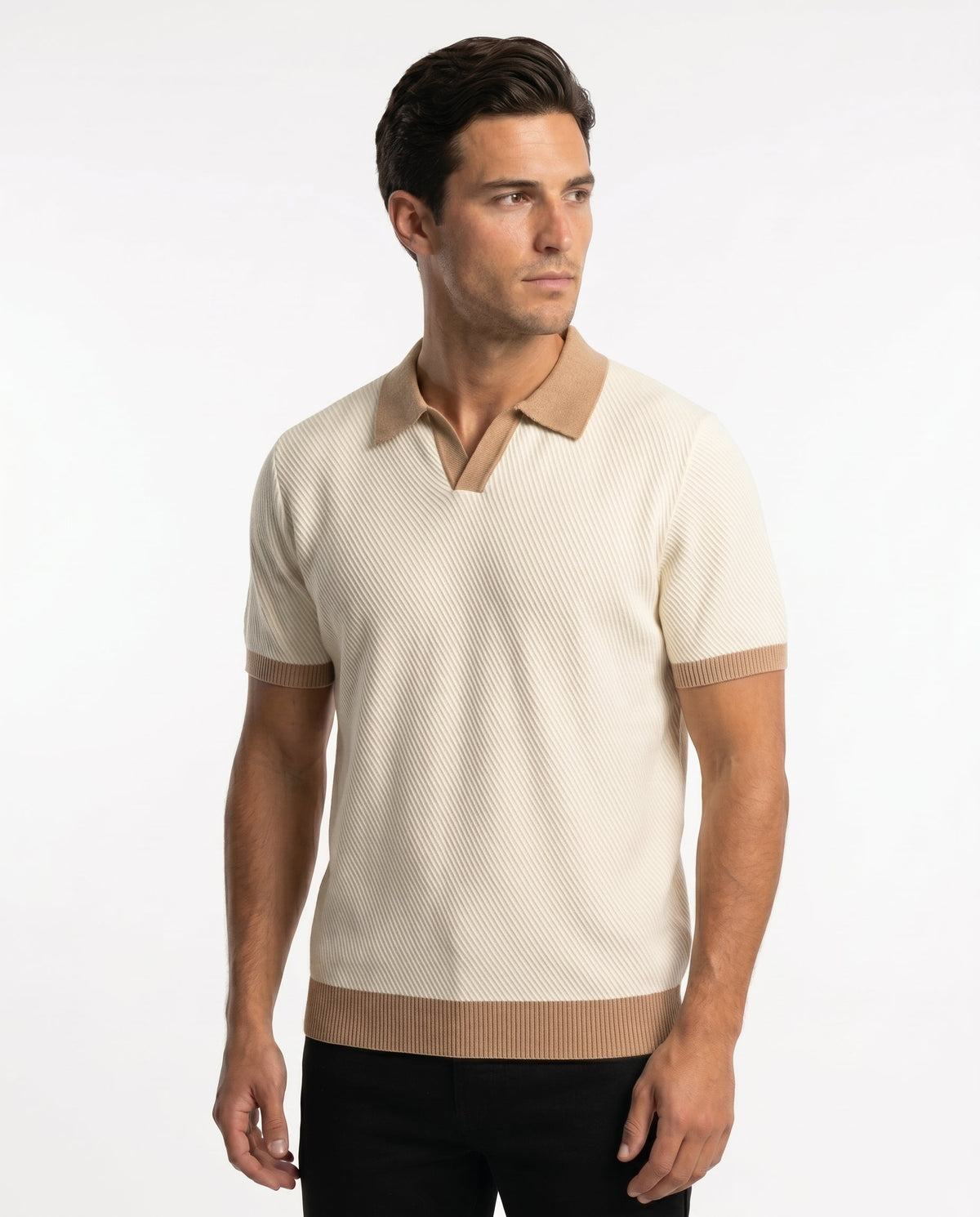 Polo en Maille Fine à Col Contrastant pour Homme