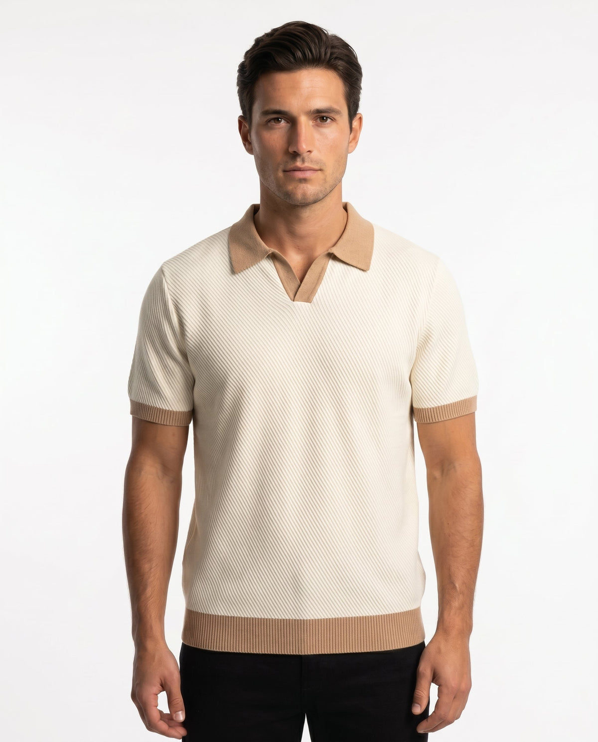 Polo en Maille Fine à Col Contrastant pour Homme