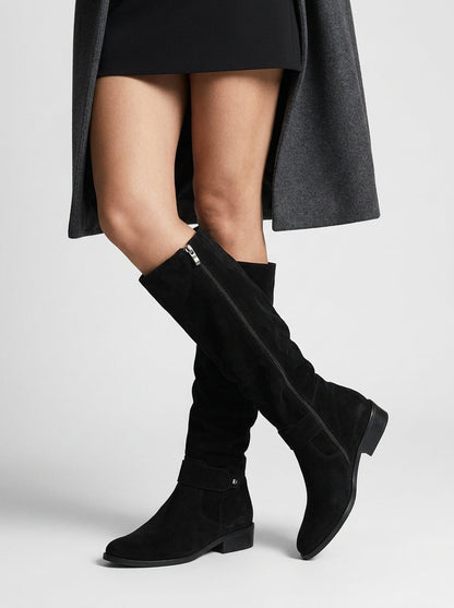 Bottes Hautes en Daim à Boucle pour Femme
