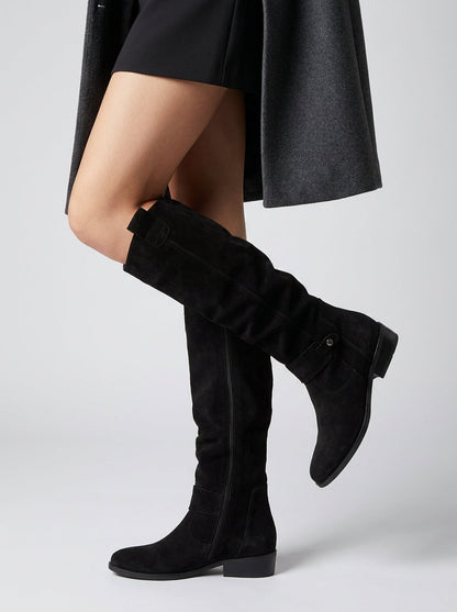 Bottes Hautes en Daim à Boucle pour Femme