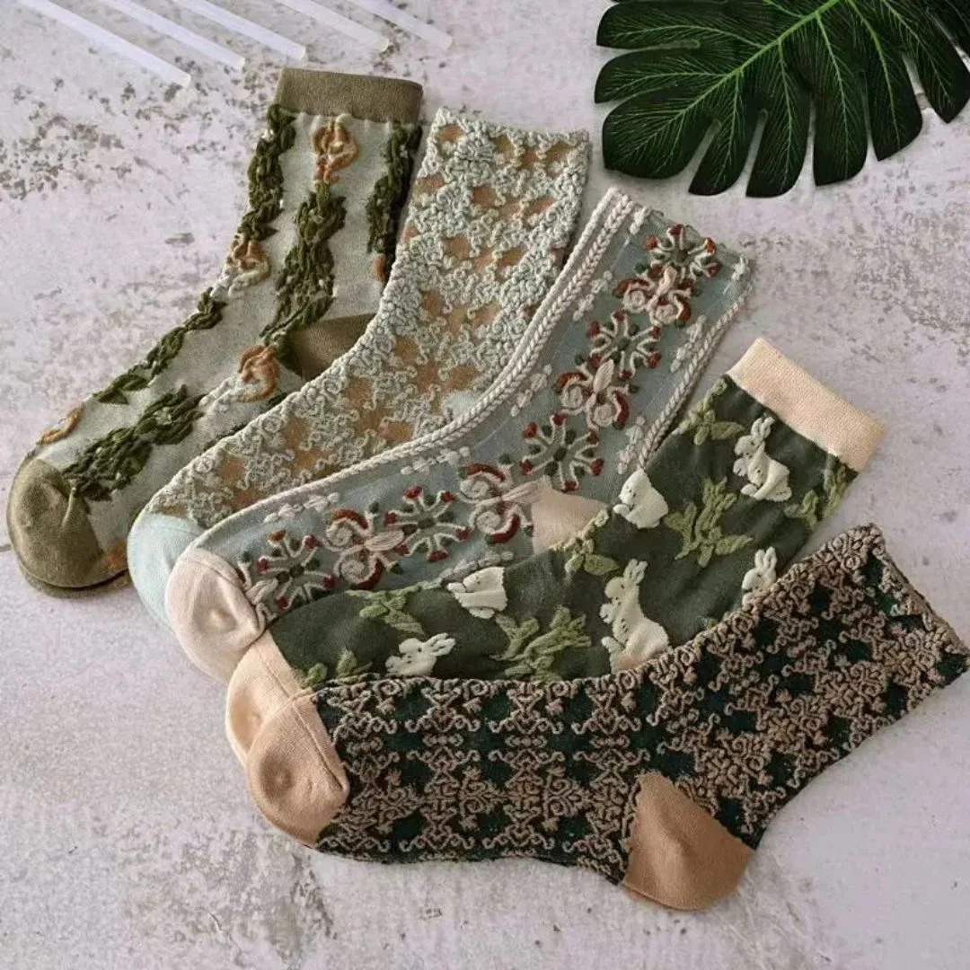 Chaussettes Traditionnelles à Motif Floral pour Femme