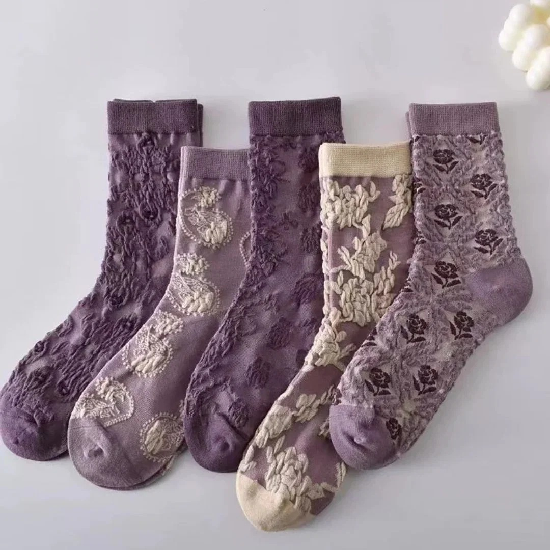 Chaussettes Traditionnelles à Motif Floral pour Femme