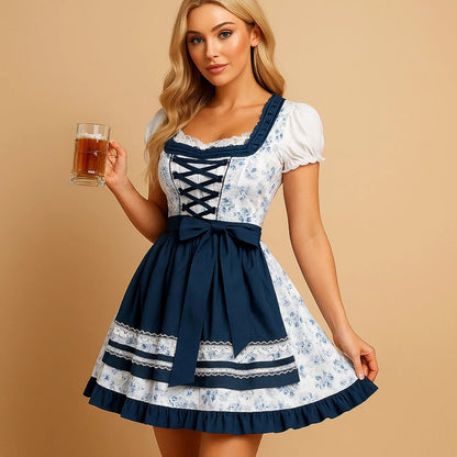 Dirndl avec Tablier à Corsage Structuré pour Femme