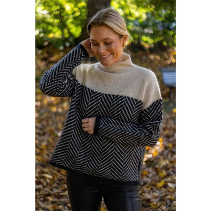 Pull à Col Roulé à Motif Zigzag pour Femme