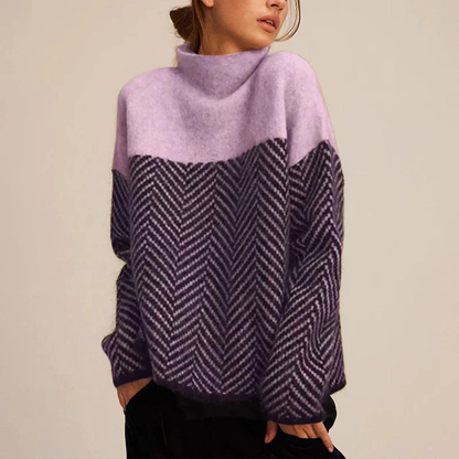 Pull à Col Roulé à Motif Zigzag pour Femme