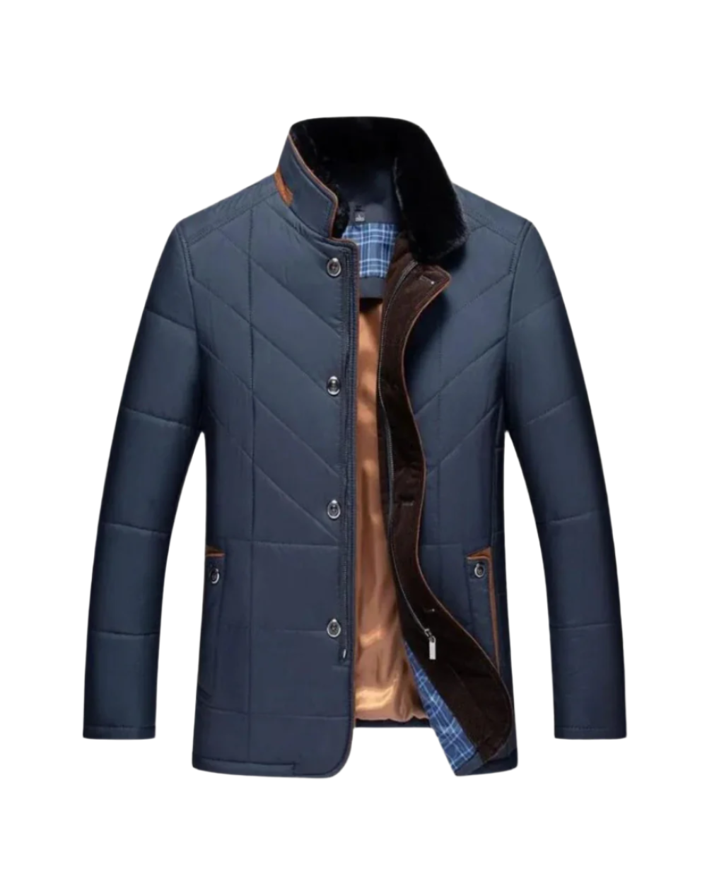 Veste Matelassée à Col Montant Doublé pour Homme