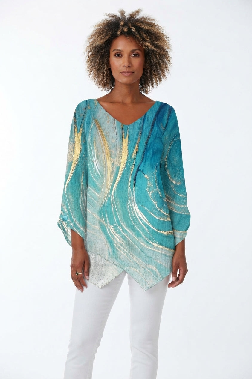 Blouse Femme Fluide avec Décolleté en V