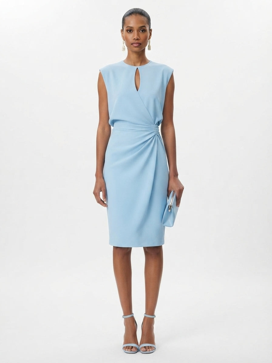 Robe Drapée Élégante Femme avec Décolleté en Clef