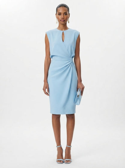 Robe Drapée Élégante Femme avec Décolleté en Clef