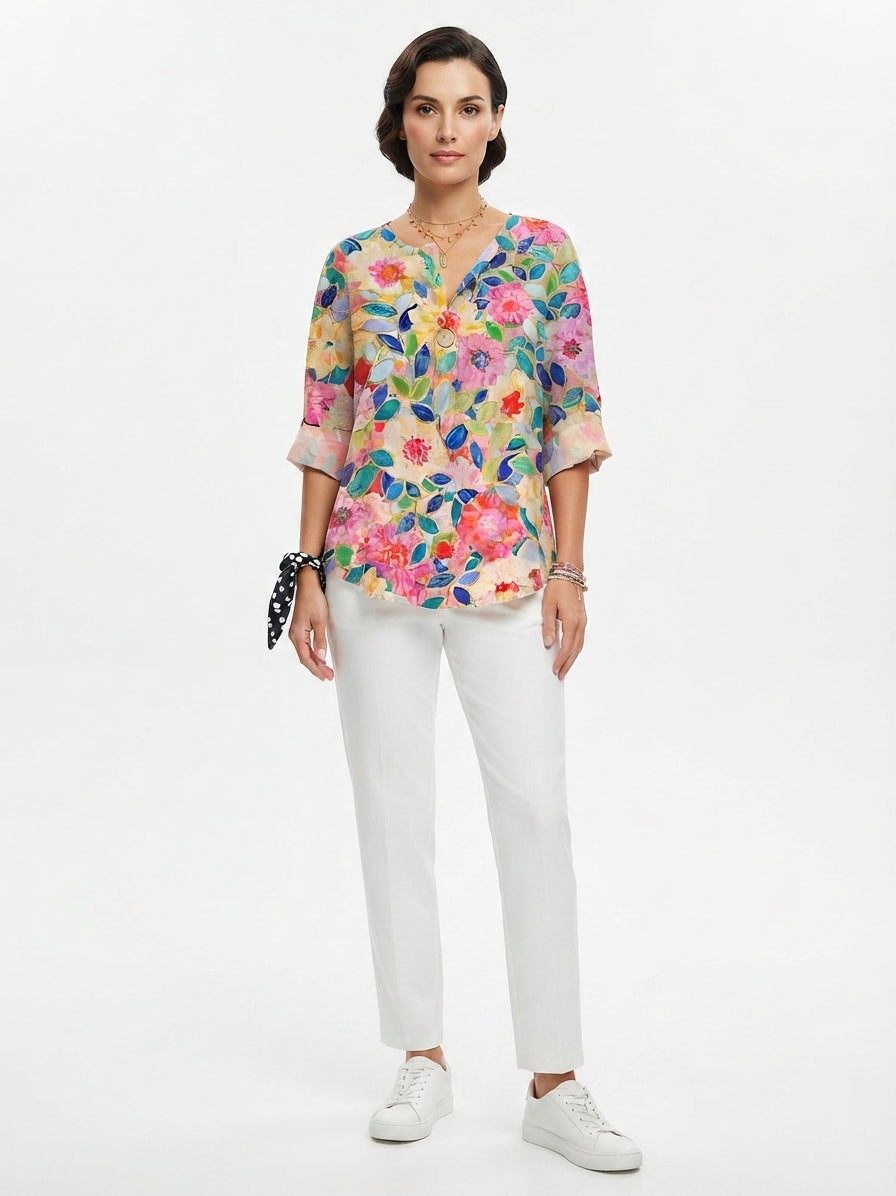 Blouse Femme à Imprimé Floral Flatteuse
