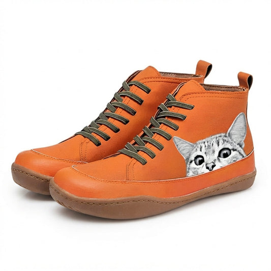 Baskets Femme Montantes avec Imprimé de Chats