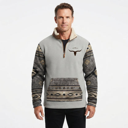 Veste Polaire Homme avec Demi-Zip et Col Sherpa
