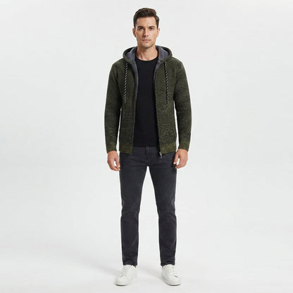 Sweat Homme à Capuche et Zippé avec Doublure en Laine