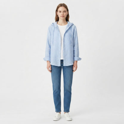 Sweat Femme à Rayures avec Capuche et Boutons