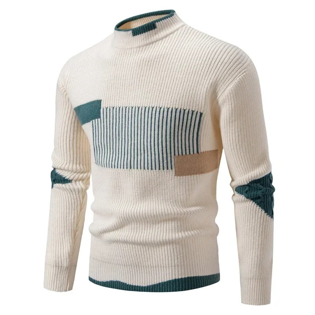 Pull à Col Montant à Motif Géométrique pour Homme