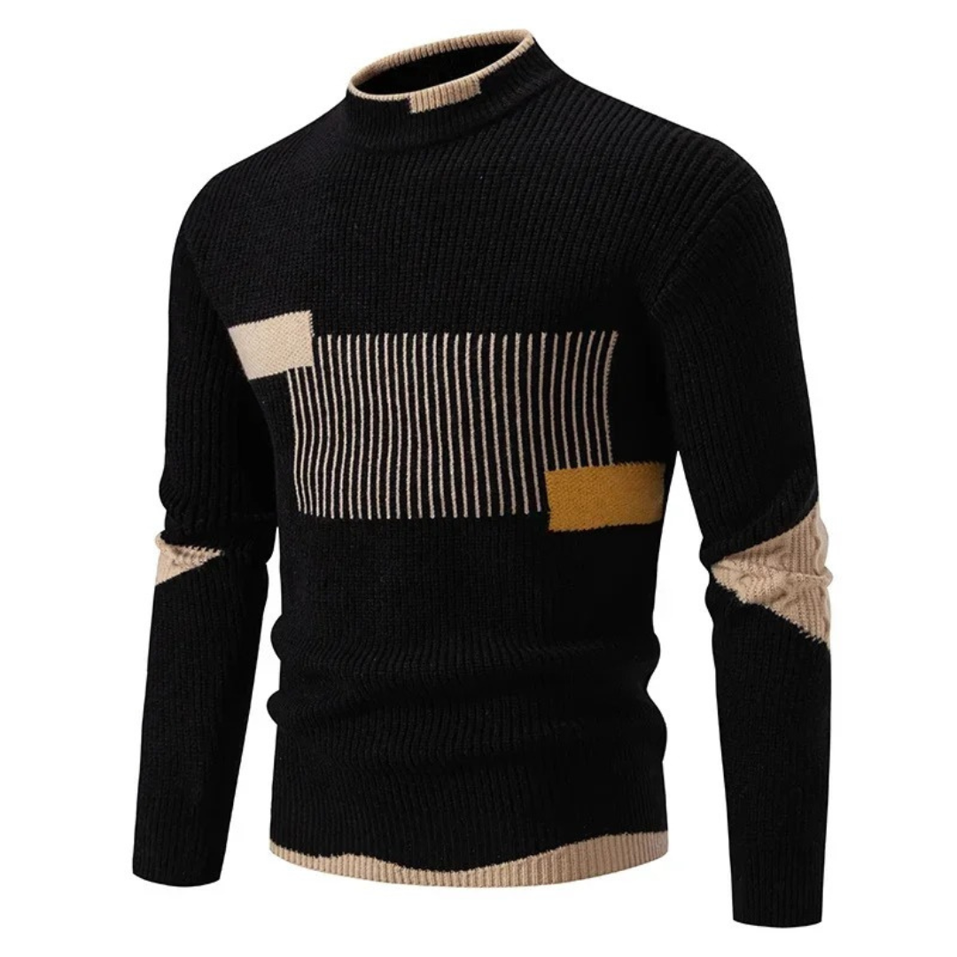 Pull à Col Montant à Motif Géométrique pour Homme