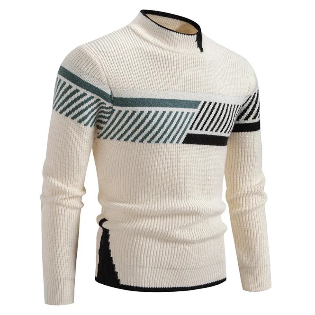 Pull à Col Montant à Motif Géométrique pour Homme
