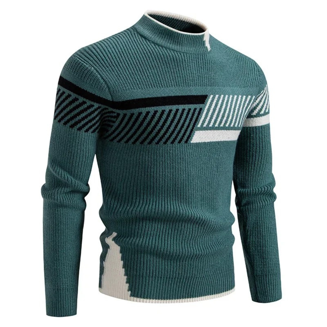 Pull à Col Montant à Motif Géométrique pour Homme