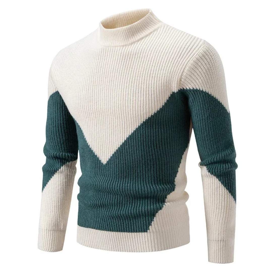 Pull à Col Montant à Motif Géométrique pour Homme