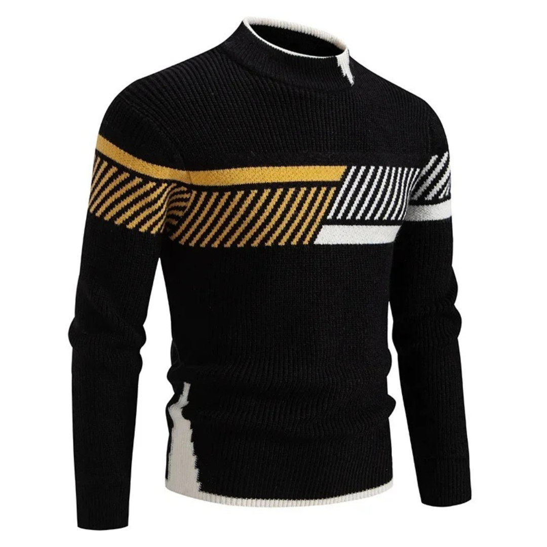 Pull à Col Montant à Motif Géométrique pour Homme