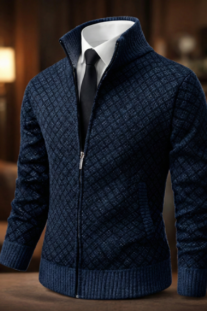Cardigan Zippé à Motif Losanges pour Homme