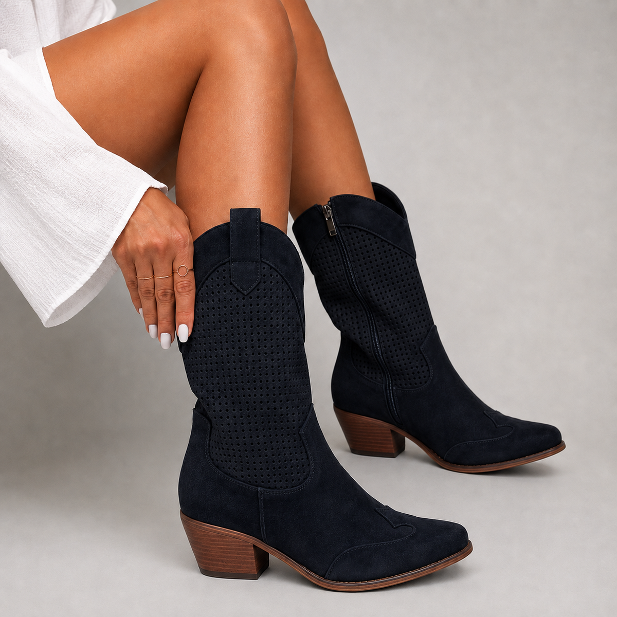Bottines en Daim Synthétique à Talon pour Femme