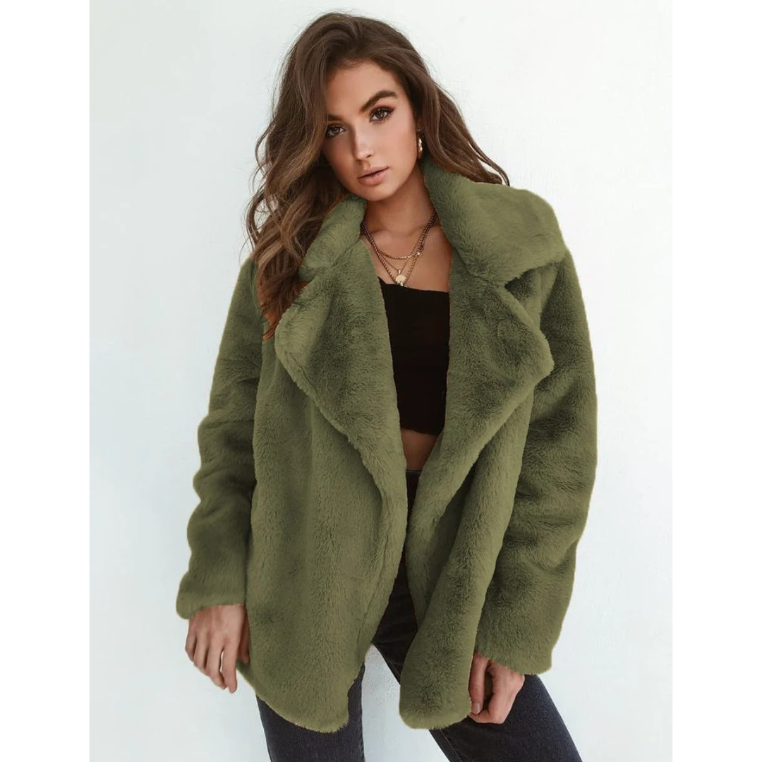 Veste d’Hiver en Fausse Fourrure Coupe Oversize pour Femme