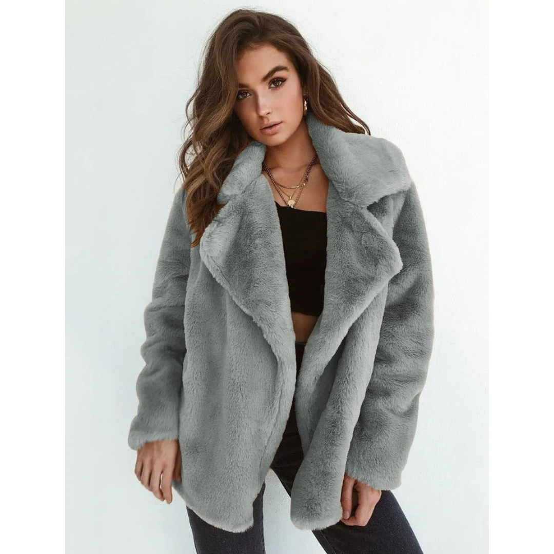Veste d’Hiver en Fausse Fourrure Coupe Oversize pour Femme