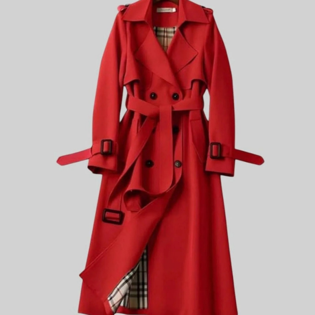 Trench-Coat à Carreaux à Ceinture pour Femme