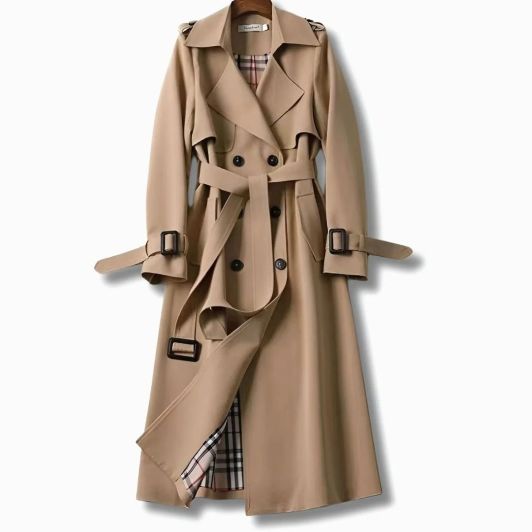 Trench-Coat à Carreaux à Ceinture pour Femme