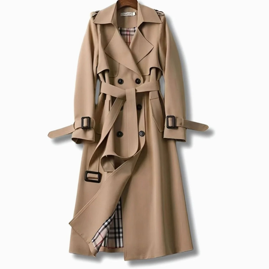 Trench-Coat à Carreaux à Ceinture pour Femme