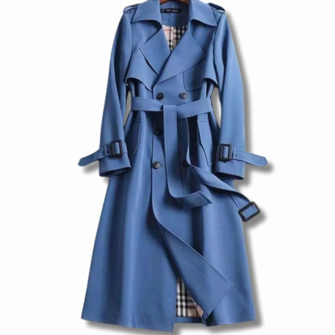 Trench-Coat à Carreaux à Ceinture pour Femme